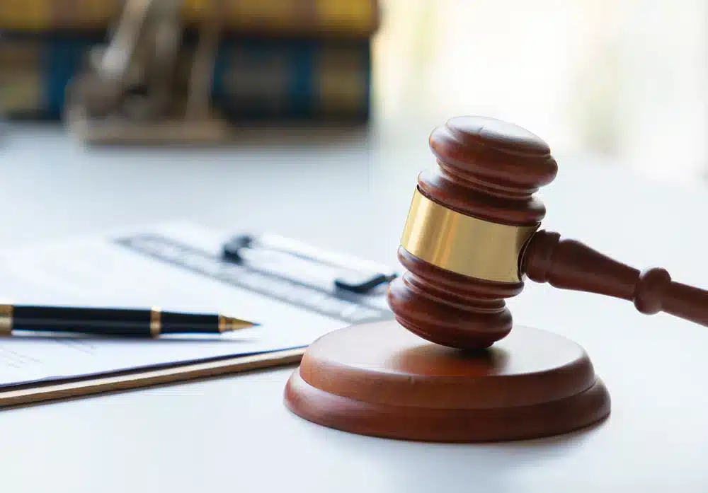 gavel and legal documents representing trucking accident claims and legal process